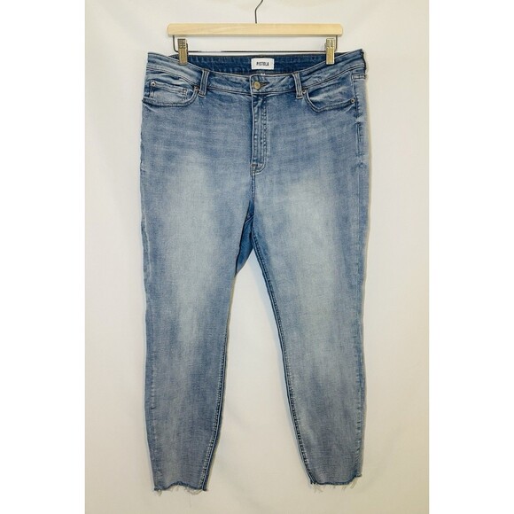PISTOLA High Rise Raw Hem Light Wash Skinny Leg‎ Jeans Blue Women size 33 - Picture 1 of 13